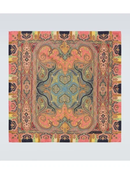 Svilen šal Etro s potiskom oranžna