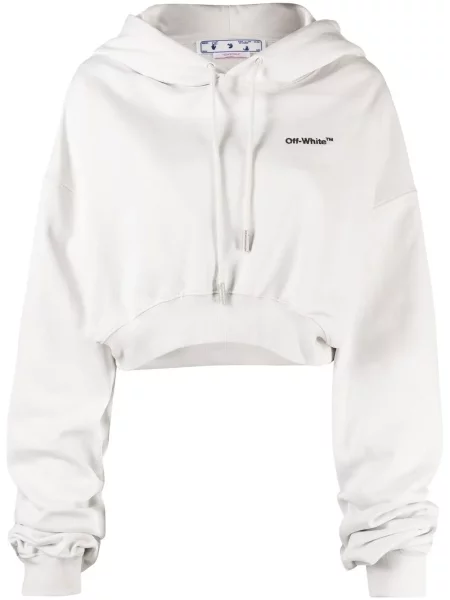 Decupat hanorac cu glugă Off-white cu imagine alb