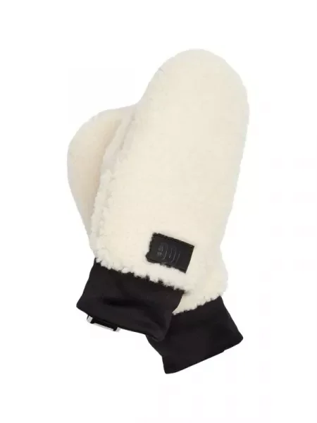 UGG Mănuși fluff cu adaos de piele alb
