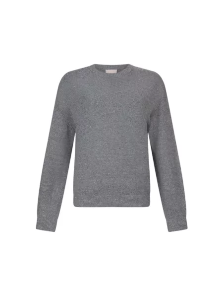 Sweter Liu Jo z długim rękawem z okrągłym dekoltem szary