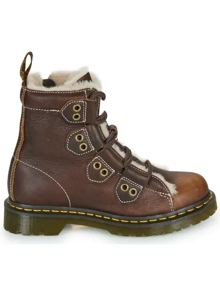 Čipkované členkové topánky Dr. Martens hnedá