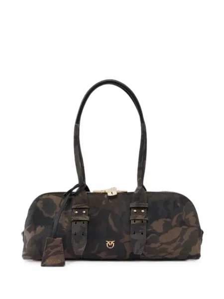 Geantă shopper Pinko din piele cu imagine cu model camuflaj verde