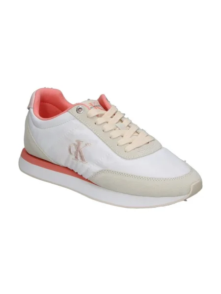 Sneakerși Calvin Klein cu șireturi din dantelă alb