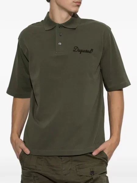Tricou polo Dsquared2 cu broderie verde