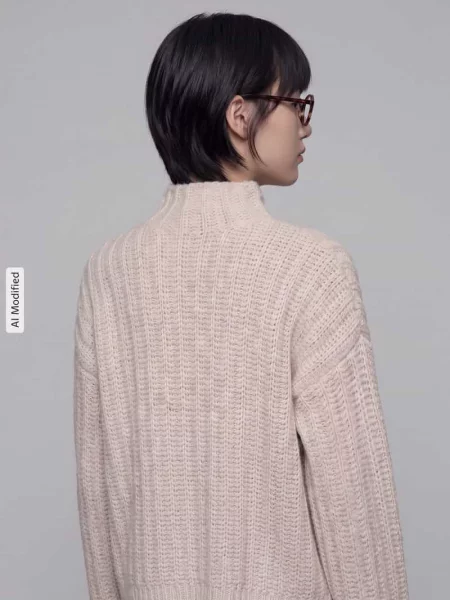 Sweter z dzianiny o kroju boxy fit z mieszanki bawełny z domieszką mieszanki wełny i wełny z alpaki model Safineyny' Hugo biały