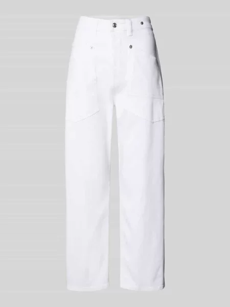 Jeansy o kroju baggy fit z nakładanymi Mac białe