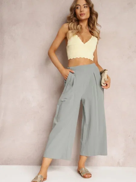 Mentă Pantaloni Largi cu în Talie din Zonaeve verde