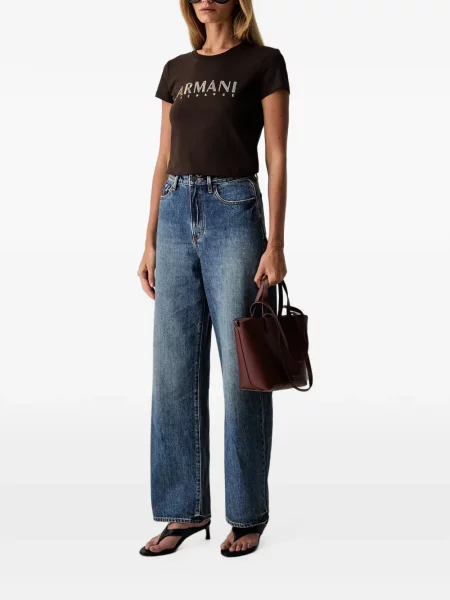 Scurt tricou Armani Exchange cu imagine maro