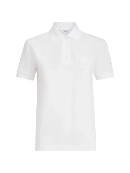 Polo Brunello Cucinelli stretch cu autograf alb