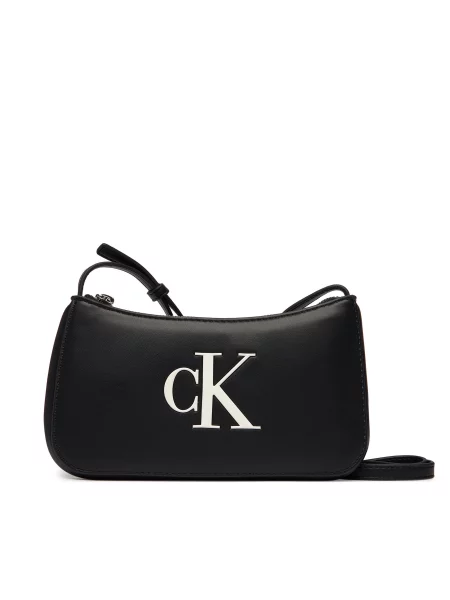 Calvin Klein Rankinė su ilgu dirželiu / balta juoda