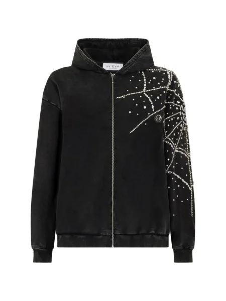 Pulover Philipp Plein cu glugă negru