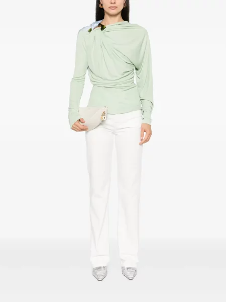 Top Victoria Beckham drapat lung verde