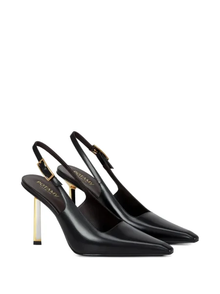 Pantofi cu toc Potamy din piele cu cataramă negru