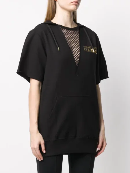 Hanorac cu glugă Versace Jeans Couture plasă negru