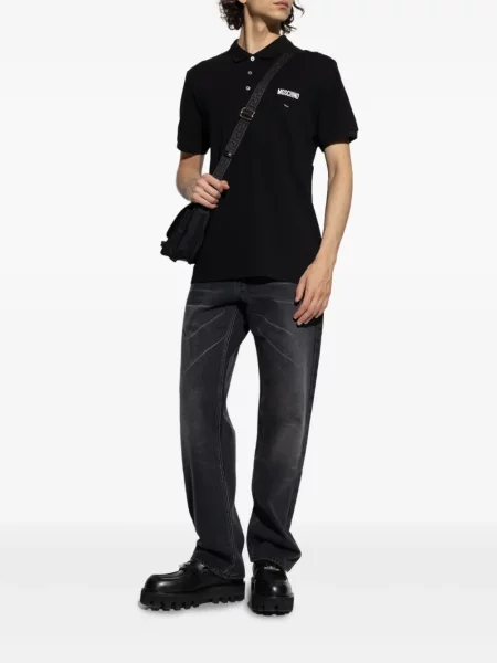 Haftowana koszulka polo Moschino czarna