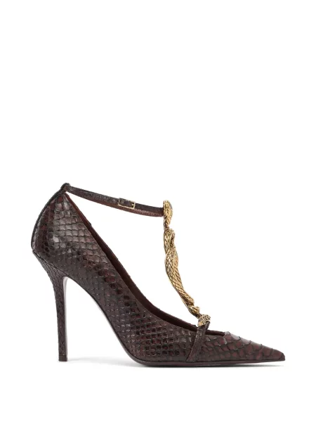 Pantofi cu toc Roberto Cavalli cu model piele de șarpe maro