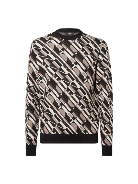 Sweter Fendi wełniany brązowy