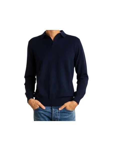 Sweter Mc2 Saint Barth z dekoltem w serek niebieski