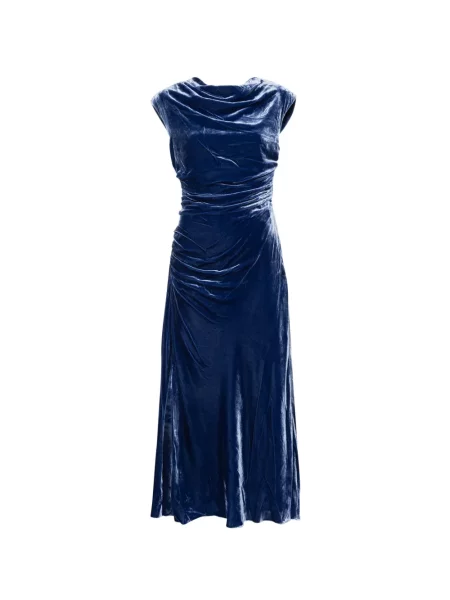 Rochie midi Simkhai de catifea drapată albastru