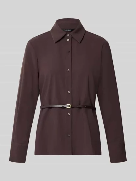 Bluzka koszulowa z zintegrowanym paskiem Armani Exchange brązowa