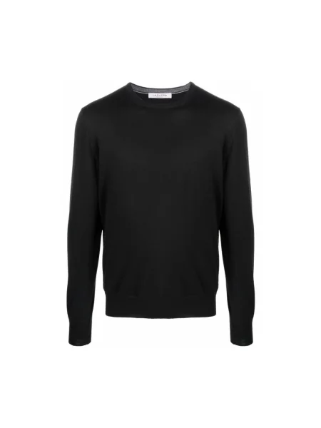 Sweter La Fileria z okrągłym dekoltem czarny