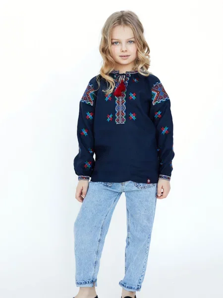 Детская рубашка Folk Moda синяя