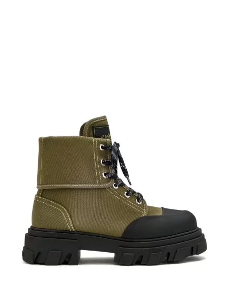 Botine Ganni din canvas verde