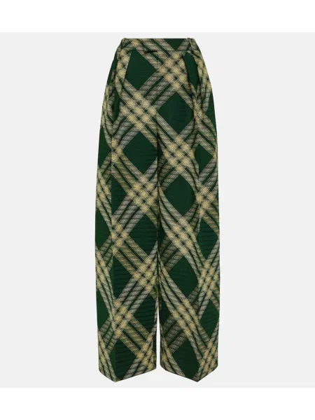 Pantaloni Burberry cu talie înaltă de lână în carouri