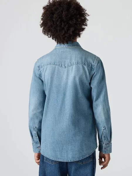 Levi's риза за деца от деним NEW BARSTOW WESTERN SHIRT синьо