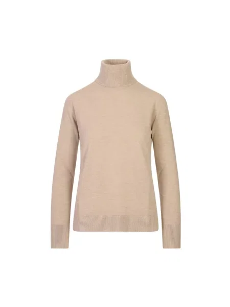 Sweter z golfem Max Mara wełniany beżowy