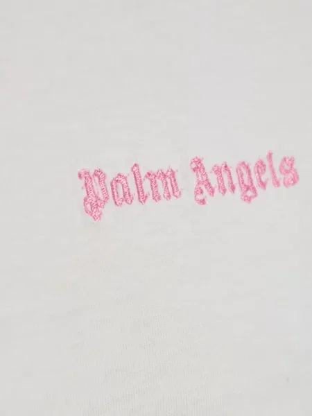 Tricou Palm Angels cu broderie cu decolteu rotund alb