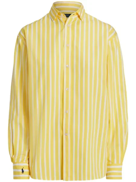 Pletena polo majica Polo Ralph Lauren s vezom visoki struk plava