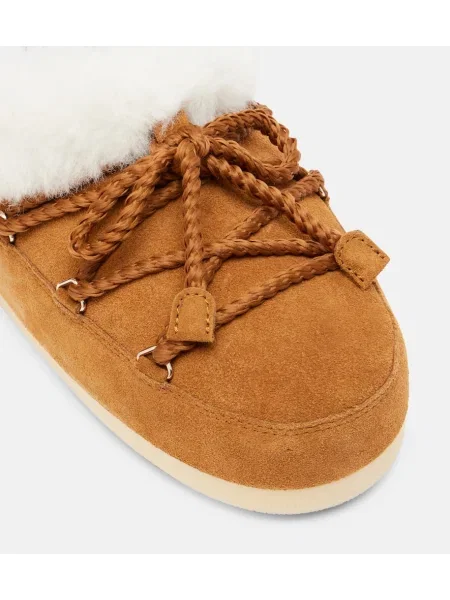Cizme scurte Moon Boot din piele de căprioară maro