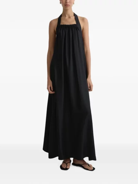 Rochie maxi Bondi Born de mătase cu gât halter negru