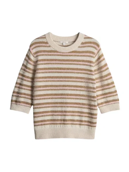 Sweter z dzianiny z prążkowanymi wykończeniami Opus różowy