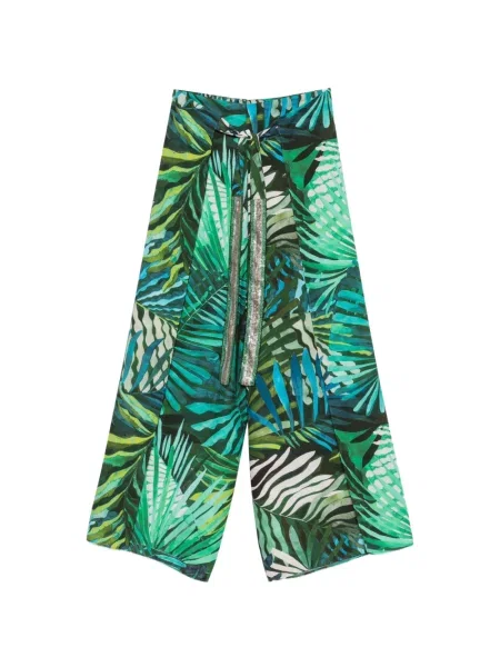 Pantaloni Hanita cu imagine cu imprimeu tropical verde
