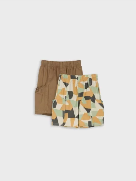 Sinsay cargo kraťasy 2 pack hnědá