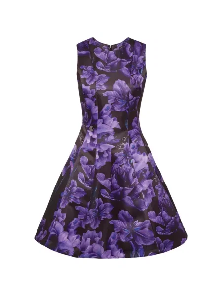 Rochie florală Philipp Plein cu model floral cu imagine în linie A negru