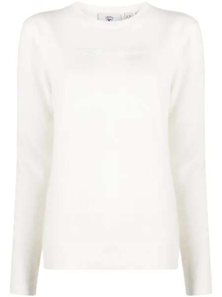 Pulover Rossignol cu broderie cu decolteu rotund alb