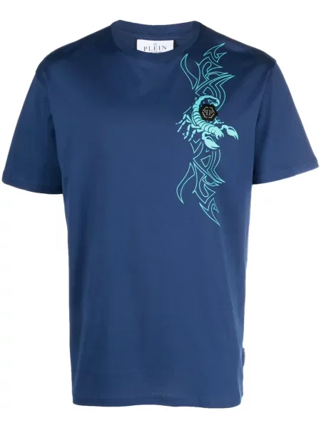 Tricou Philipp Plein cu autograf albastru