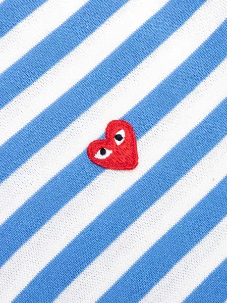 Tricou Comme Des Garcons Play cu dungi lung albastru