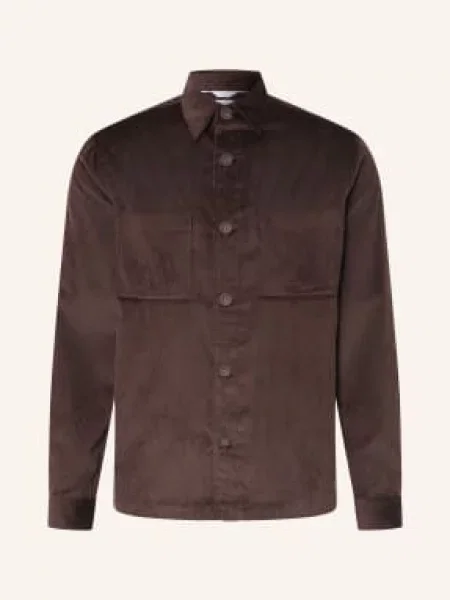 Paul Kordová Košile Comfort Fit tmavě hnědá