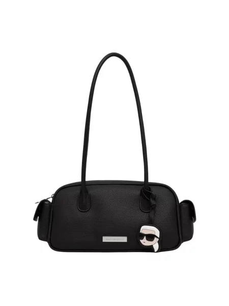 Karl Lagerfeld torebka bagietka z imitacji skóry IKON czarna