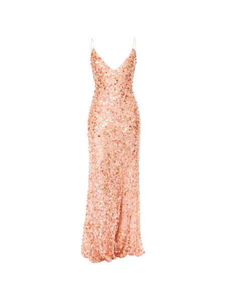 Maxi rochie maxi Loveshackfancy cu decolteu în V de costum roz