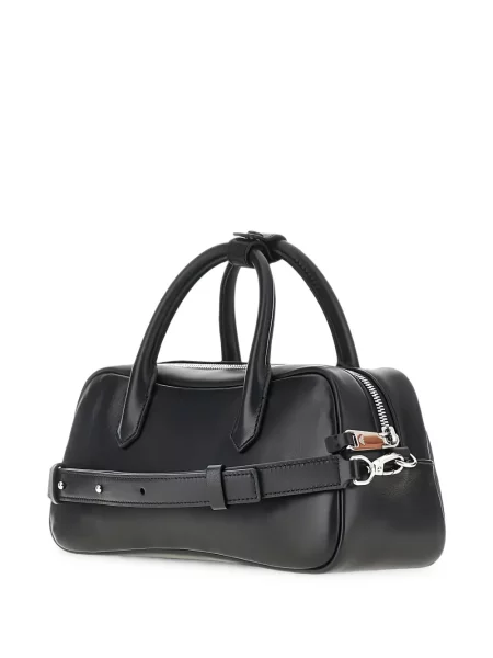 Кожена шопинг чанта Emporio Armani с автограф черно