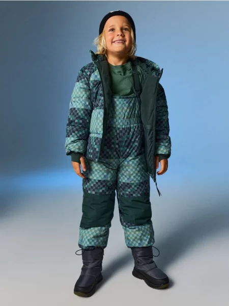 Sinsay Puffer bunda s kapucí a reflexními prvky tmavě zelená