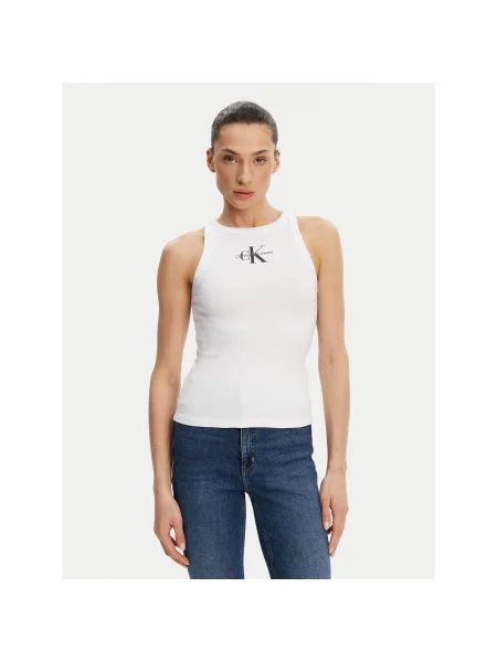 Calvin Klein Jeans Top Monologo Slim Fit bela
