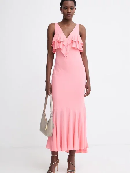 Twinset rochie de vară din vâscoză roz