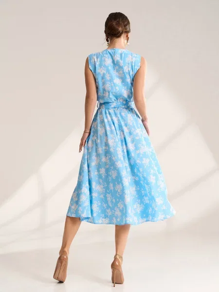 Сукня міді ISSA Plus комбінований верх блакитний