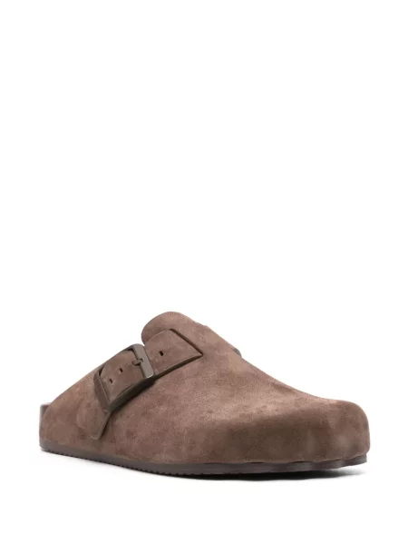 Papuci tip mules Balenciaga din piele de căprioară maro